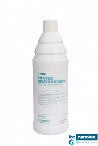 Contec Sterile NeutraKlean – sterilni amfoterni čistač za ruke sa niskim stvaranjem pene, 1 L, bočica sa raspršivačem za čiste sobe i sterilnu proizvodnju IBC Nanotex