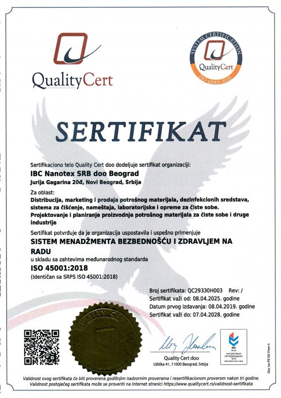 Sertifikat ISO 45001:2018 Sertifikat ISO 45001:2018