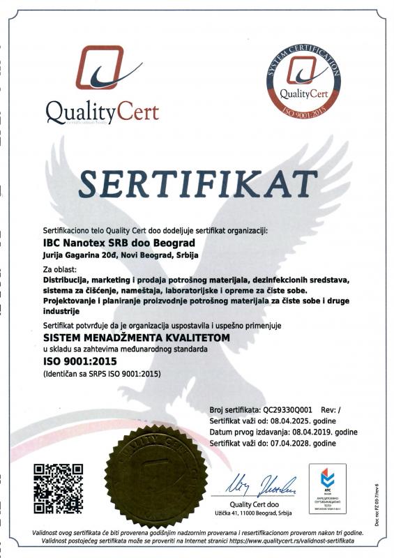 Sertifikat ISO 9001:2015 Sertifikat ISO 9001:2015