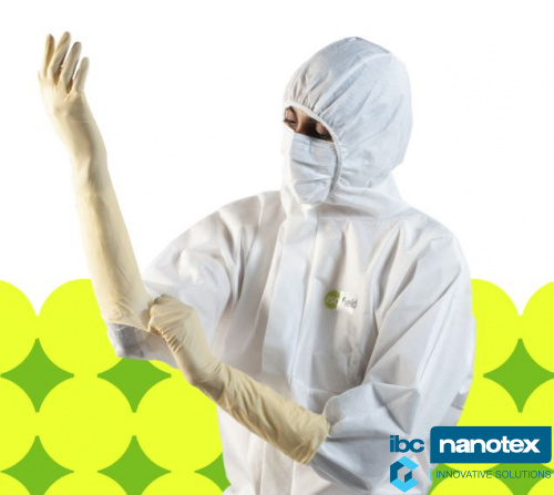 Isofield Stellar – sterilne lateks rukavice za čiste sobe (400 mm) Isofield za čiste sobe  IBC Nanotex