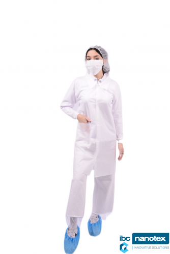 Komplet jednokratne odece (mantil, kapa-beretka, maska, nazuvci) NProtect P90 za čiste sobe IBC NANOTEX