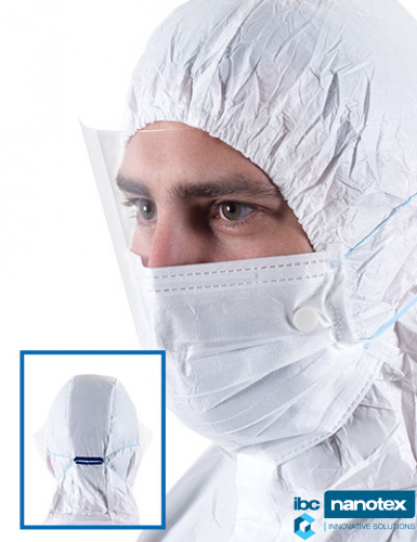 Sterilna maska sa vizirom i vezicom vezicom VFM 210 T-SLOT BioClean  za čiste sobe IBC Nanotex