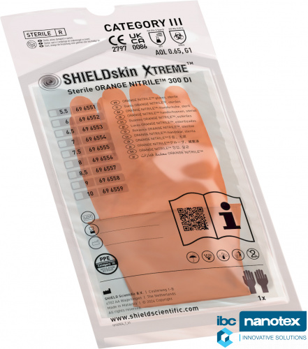  Rukavice za čiste sobe nitrilne Sterilne 300 mm SHIELD Scientific Orange SHIELD Scientific za čiste sobe  IBC Nanotex